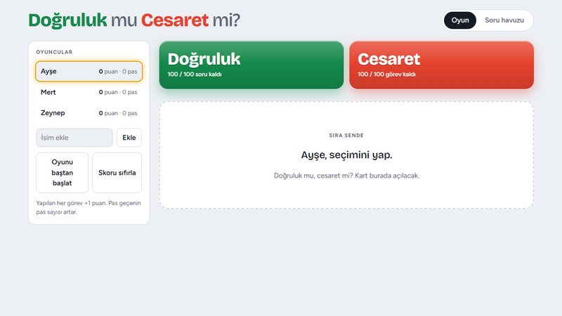 Doğruluk mu Cesaret mi? uygulamasının ekran görüntüsü